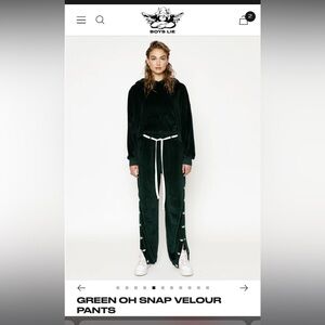 Boys Lie Green Velour Pants